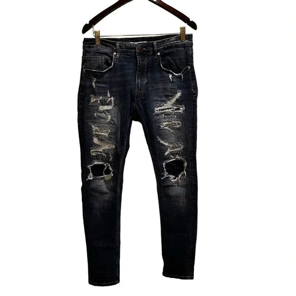 Zara Women’s Distressed Straight Leg Jeans Size 32 or US 12 - Picture 1 of 13